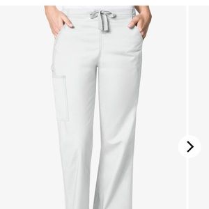 TWO PAIRS!!!! Wonderwink WOMENS Scrub Pants-White-Medium-petite
